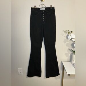 YMI Black Flare Jeans with Button Front